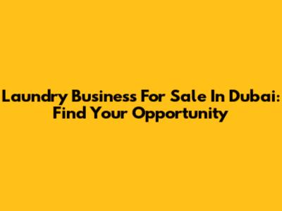 Laundry Business For Sale In Dubai: Find Your Opportunity
