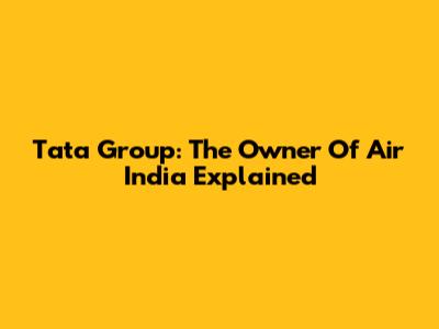 Tata Group: The Owner Of Air India Explained